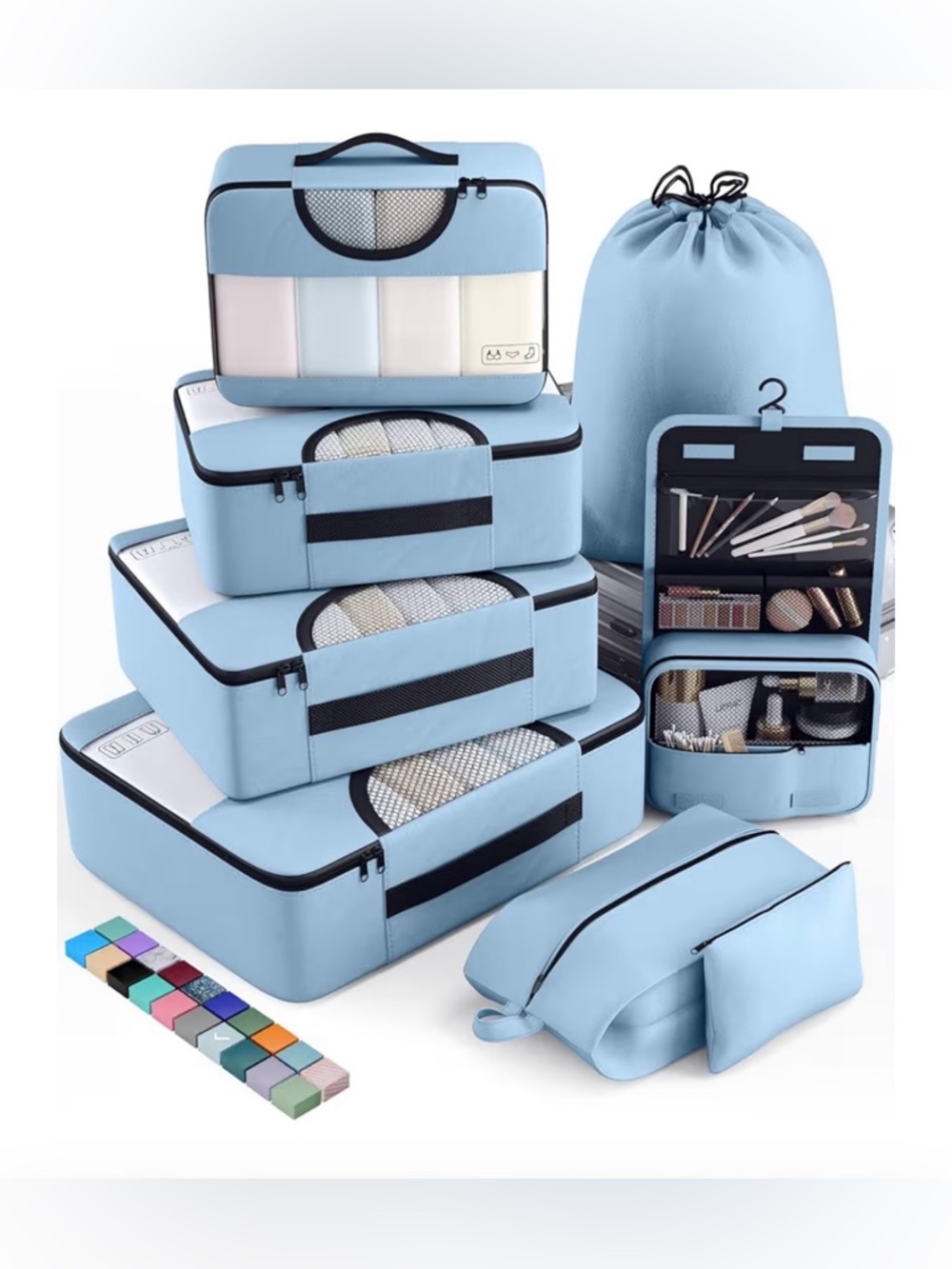 8 Set Packing Cubes for Travel Essentials - Blue